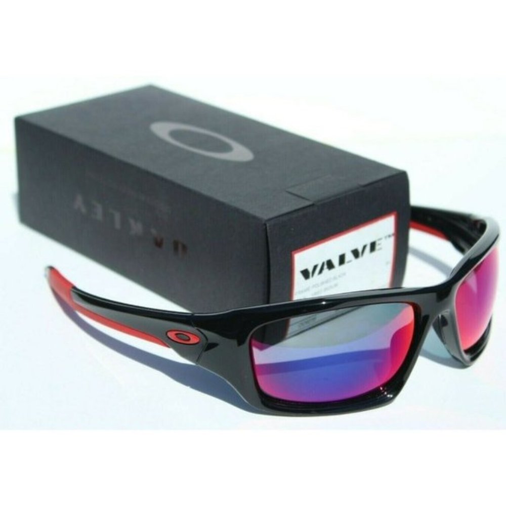 OAKLEY Valve Sunglasses Polished Black/Red NEW
